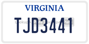 TJD3441 license plate in Virginia