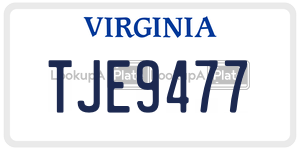 TJE9477  license plate in VA