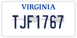TJF1767  license plate in VA