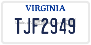 TJF2949 license plate in Virginia