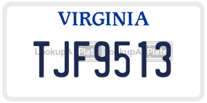 TJF9513  license plate in VA