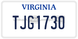TJG1730  license plate in VA