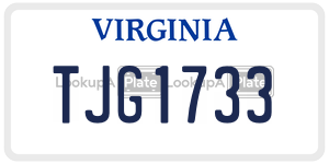 TJG1733  license plate in VA