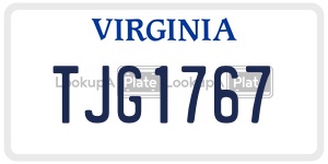 TJG1767  license plate in VA