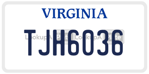 TJH6036 license plate in Virginia