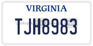 TJH8983  license plate in VA