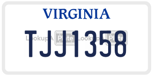 TJJ1358  license plate in VA