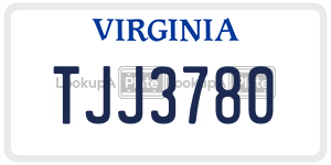 TJJ3780  license plate in VA