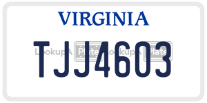 TJJ4603  license plate in VA