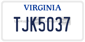 TJK5037  license plate in VA