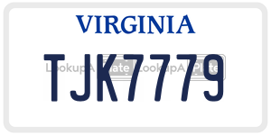 TJK7779  license plate in VA