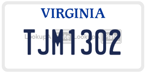 TJM1302  license plate in VA