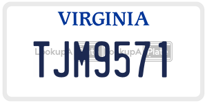 TJM9571  license plate in VA