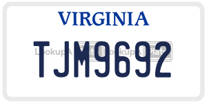 TJM9692  license plate in VA
