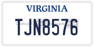 TJN8576  license plate in VA