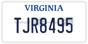 TJR8495  license plate in VA