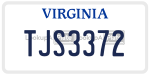 TJS3372  license plate in VA