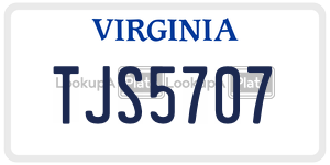 TJS5707  license plate in VA