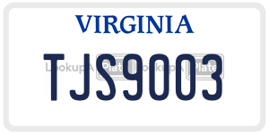 TJS9003  license plate in VA