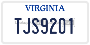 TJS9201  license plate in VA