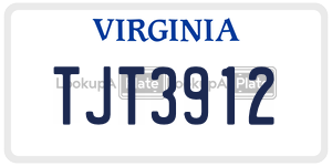 TJT3912 license plate in Virginia
