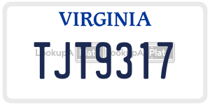 TJT9317  license plate in VA