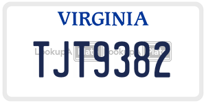 TJT9382  license plate in VA