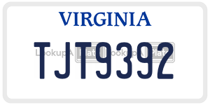 TJT9392  license plate in VA