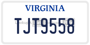 TJT9558  license plate in VA