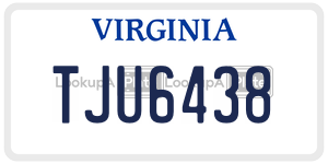 TJU6438  license plate in VA