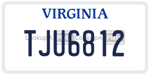 TJU6812  license plate in VA