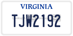 TJW2192 license plate in Virginia