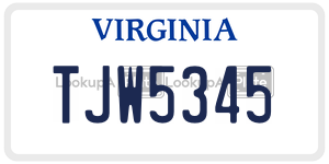 TJW5345  license plate in VA