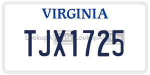 TJX1725  license plate in VA