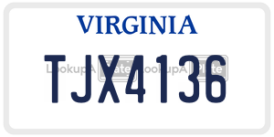 TJX4136 license plate in Virginia