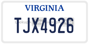 TJX4926  license plate in VA
