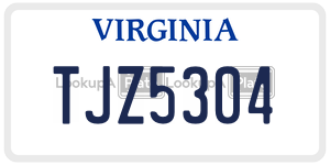 TJZ5304  license plate in VA