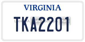 TKA2201  license plate in VA