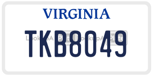 TKB8049  license plate in VA