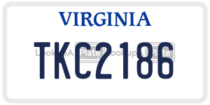 TKC2186  license plate in VA