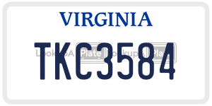 TKC3584  license plate in VA