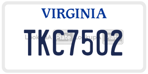 TKC7502  license plate in VA