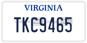 TKC9465  license plate in VA