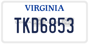 TKD6853  license plate in VA