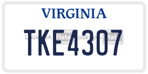 TKE4307 license plate in Virginia
