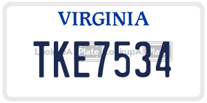 TKE7534  license plate in VA