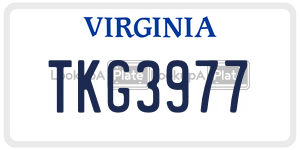 TKG3977 license plate in Virginia