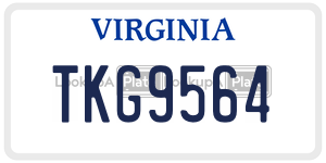 TKG9564  license plate in VA