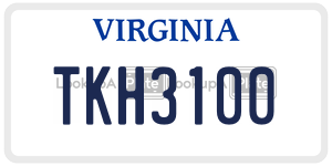 TKH3100 license plate in Virginia