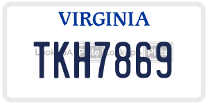 TKH7869  license plate in VA